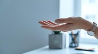 Open palm hand gesture showing acceptance, agreement, or offering concept for business communication and professional presentations.