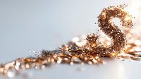 Golden dollar sign made of glittering particles on light background, symbolizing wealth, finance, and monetary success in business concepts.