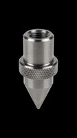 Metallic precision tool nozzle with threaded top and knurled grip band, isolated on transparent background. Ready for clipart, technical illustrations, product mockups, and industrial design projects.