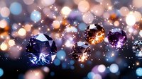 Sparkling diamonds with brilliant light reflections and colorful bokeh effects creating luxury jewelry background for premium design projects.