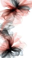 Ethereal abstract floral composition in blush pink and gray tones on white background, featuring translucent overlapping shapes creating delicate flower-like forms.