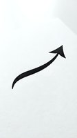 Curved upward arrow symbol on white background, isolated design element for business growth, success, and financial improvement concepts.