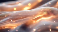 Abstract flowing waves with golden light particles and glowing effects creating dynamic energy motion for digital art and modern design backgrounds.