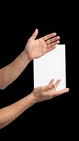 Male hands holding a transparent glass panel, isolated on transparent background. Ready for mockups, stickers, print on demand, sublimation, and t-shirt design use.