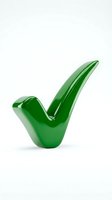 Green glossy checkmark symbol isolated on white background for approval, success, and positive confirmation concepts in business presentations.