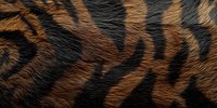 Close up of tiger fur texture showing natural brown and black striped pattern, detailed animal skin surface with realistic hair fibers and markings.