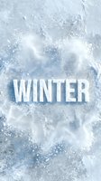Winter word made of snow on icy blue frozen surface, cold season concept for banners, social media, and seasonal holiday designs.