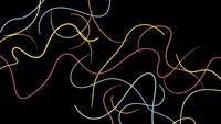 Abstract flowing lines in gold, white and pink colors creating elegant curves and swirls on black background for modern graphic design projects.