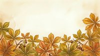 Autumn leaves in golden and orange tones create a decorative border on cream background, suitable for fall seasonal designs, greeting cards, and autumn-themed marketing materials.
