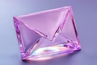 Crystal clear envelope shape in vibrant pink and purple hues with iridescent reflections on gradient background, modern communication concept for business designs.
