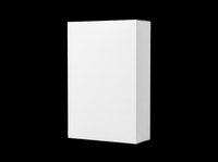 Blank white product box mockup isolated on transparent background, ready for branding, packaging design, stickers, print on demand, and T-shirt clipart use.