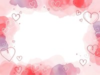 Romantic watercolor heart frame with soft pink and red tones creating dreamy border for Valentine's Day cards, wedding invitations and love-themed designs.