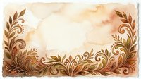 Watercolor floral frame with ornate swirls and autumn leaves in warm earth tones, perfect for invitations, greeting cards, and vintage designs.