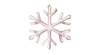 Soft pink watercolor snowflake with delicate branches on white background, winter holiday design element for seasonal decorations and greeting cards.