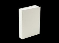 Blank white hardcover book standing upright, isolated on transparent background. Ready for mockups, clipart, stickers, t-shirt design, print on demand, and sublimation projects.