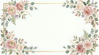 Floral frame with pink and cream roses, eucalyptus leaves, and gold border on isolated white background. Perfect for wedding invitations, greeting cards, and design projects.
