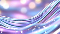 Flowing curved lines in soft pastel colors with glowing bokeh effect create dreamy abstract background with pink and blue gradient waves and light sparkles.