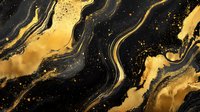 Luxurious black and gold marble abstract background with flowing liquid texture, golden veins, and sparkling elements for elegant design projects.