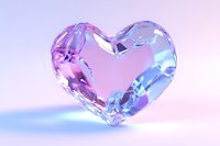 Crystal heart shape with pink and blue gradient lighting effects on soft pastel background, romantic symbol for love and celebration designs.