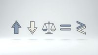 Minimalist line icons set featuring arrow up, download, justice scales, menu lines and zigzag pattern on clean white background for web design.