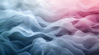 Ethereal waves of blue and pink create mesmerizing abstract landscape with soft flowing curves and gentle gradients, evoking tranquil mountain ranges in morning light.