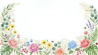 Watercolor floral frame with roses, wildflowers, and greenery on white background, isolated design element for invitations, cards, and decorative projects.