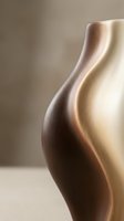 Elegant ceramic vase with smooth curved silhouette in warm bronze and cream tones, showcasing refined craftsmanship and contemporary design for home decor and interior styling.