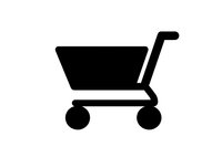 Simple black shopping cart silhouette isolated on white background, ready for commercial and retail design projects, websites, apps and marketing materials.