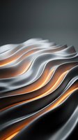 Flowing waves of white, orange, and black with luminous light effects create an abstract motion design for modern backgrounds and contemporary visual projects.