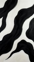Abstract black brushstrokes on white background creating flowing organic shapes. Seamless pattern tiles into single background for wallpaper and design projects.