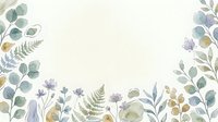 Watercolor botanical frame with eucalyptus, ferns, and wildflowers on cream background. Isolated design element for invitations, greeting cards, and wedding stationery projects.