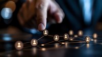 Professional networking concept with connected glowing user icons on dark background, illustrating digital connections and social media growth patterns.