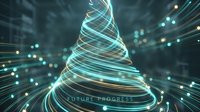 Futuristic spiral cone with glowing cyan light trails and radial burst effects on dark background for technology and innovation concepts.