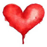 Red watercolor heart with paint drip isolated on white background for romantic designs, Valentine's Day cards, love themes and wedding invitations.