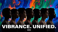 Silhouettes of diverse individuals against vibrant neon abstract background with flowing colors, representing unity, diversity, and collective strength for community, teamwork, and inclusive design projects.