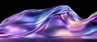 Flowing liquid metal surface with iridescent purple and blue colors creating smooth waves and curves against black background. Modern abstract art concept.