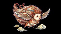 Ornate mythical creature with flowing feathered wings and decorative patterns, isolated on transparent background. Ready for t-shirt design, clipart, stickers, sublimation, and print-on-demand projects.