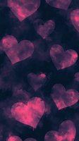 Dreamy pink heart shapes with smoky texture floating on dark background, creating romantic atmosphere for Valentine's Day designs and love-themed projects.