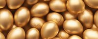 Golden eggs background with metallic shine and luxurious texture creates rich pattern for Easter, wealth, and prosperity concepts. Seamless design for festive layouts.