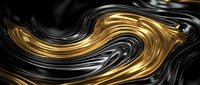 Flowing golden and silver metallic waves create dynamic abstract patterns with smooth curves and reflective surfaces for modern design projects.