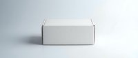 White cardboard shipping box mockup on clean background for product packaging and branding design projects.