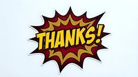 THANKS! comic book style burst badge isolated on white background, ready for graphic design, web, print, and marketing materials.