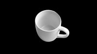 Blank white ceramic mug isolated on transparent background, ready for sublimation, print-on-demand, t-shirt designs, and custom merchandise applications.
