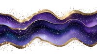 Abstract cosmic waves with gold glitter borders on dark purple and blue starry background, luxury modern art style for wall decor and design projects.