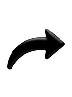 Black curved arrow pointing right isolated on transparent background for web design, presentations and graphic projects.