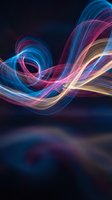 Abstract flowing light trails in vibrant blue and pink colors creating dynamic wave patterns on dark background for modern digital design projects.