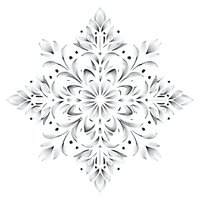 Elegant white paper cut snowflake with intricate floral mandala design isolated on transparent background for winter holiday decorations and crafts.