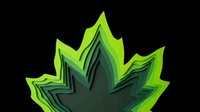 Stylized maple leaf with layered green and dark teal gradient stripes, isolated on transparent background. Ready for t-shirt designs, clipart, stickers, sublimation, and print-on-demand products.