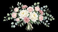 Elegant bouquet of pink and cream roses with eucalyptus leaves, isolated on transparent background. Ready for t-shirt designs, clipart, stickers, print-on-demand products, and sublimation projects.