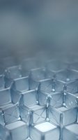 Abstract hexagonal molecular structure with transparent geometric cells creating honeycomb pattern for science technology and research backgrounds.